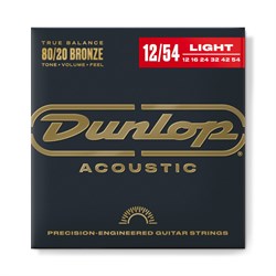 Dunlop DAB1254 Комплект струн для акустической гитары, бронза 80/20, Light, 12-54 10418 - фото 6402