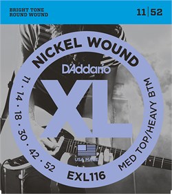 EXL116 XL NICKEL WOUND Струны для электрогитары Meduim Top/Heavy Bottom 11-52 D`Addario EXL116 XL