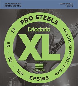 EPS165 ProSteels Комплект струн для бас-гитары, Custom Light, 45-105, Long Scale, D'Addario EPS165