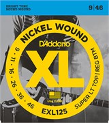 EXL125 XL NICKEL WOUND Струны для электрогитары Super Light Top/Regular Bottom 9-46 D'Addario EXL125